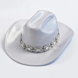 Rhinestone Fedora Cowboyhatt Silver / One Size