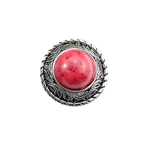 Runt concho i retrodesign med imitationsturkos Silver och röd / 12mm