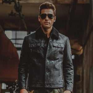 Shearling jacka herr svart