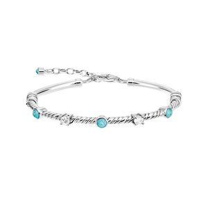 Stelt Silverarmband med Vriden Design och Turkosa Stenar Silver med turkos
