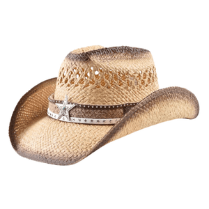 Strå cowboyhatt med stjärna Naturhalm / One Size
