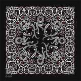 Svart Bandana med Vitt och Rött Blomstermönster Svart och vit