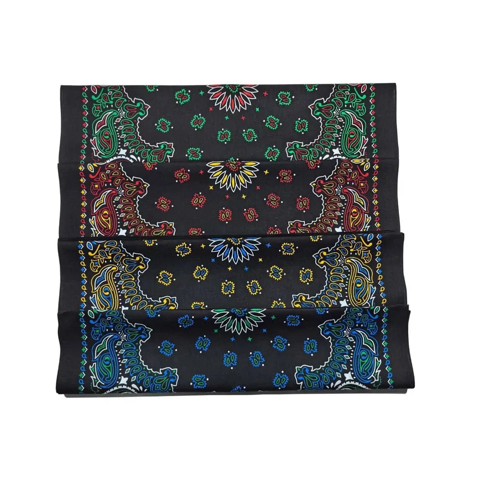 Svart Paisley Bandana med Flerfärgat Tryck