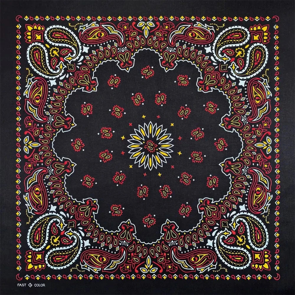 Svart Paisley Bandana med Flerfärgat Tryck Svart röd