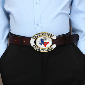 Texas Bältesspänne western Silver flerfärgad