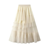 Transparent tyllkjol med volanger för dam Beige / One Size