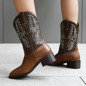 Tvåfärgade Cowboyboots för Dam