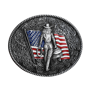 USA Bältesspännen Patriotiska Motiv Cowgirl