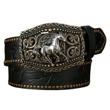 Vintage cowboybälte häst Svart / 120cm