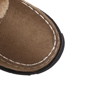 Vinter cowboyboots med fluffig insida och dekorativ snörning