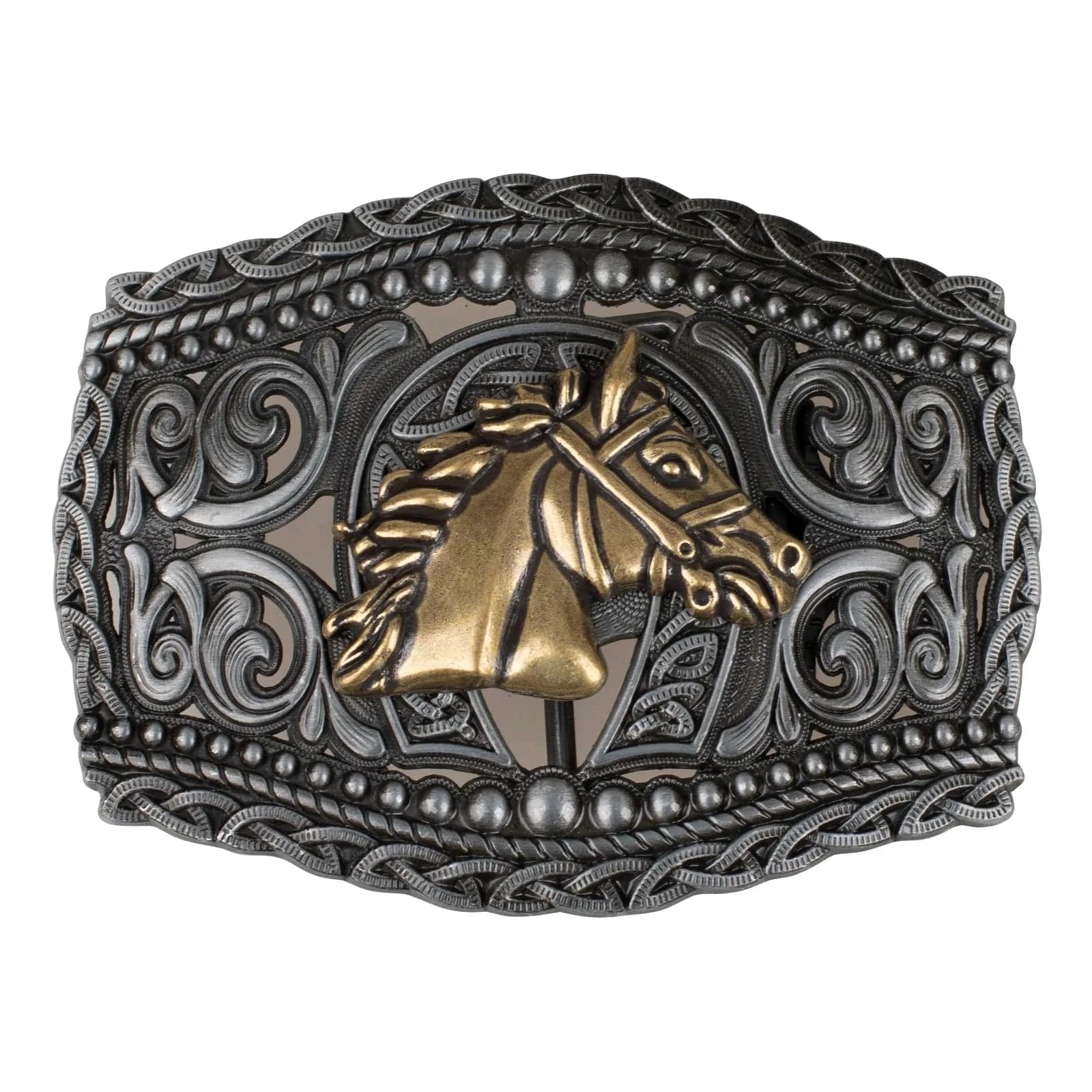 Western Bältesspänne i Metall med Präglad Design Hästhuvud-brons