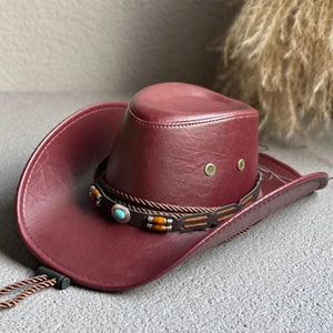 Western Cowboyhatt i Konstläder Vinröd01 / 56-58cm
