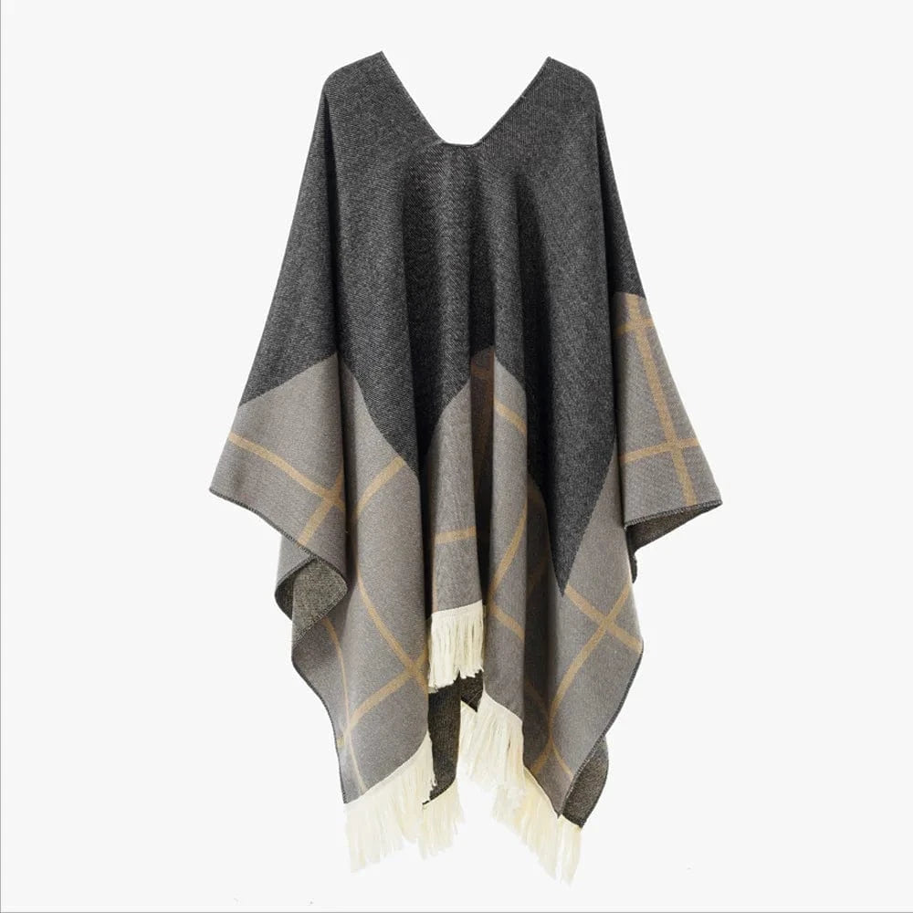 Western poncho Stjärna grå / One Size