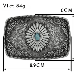 Westernbälte i läder med stendetalj