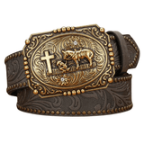 Westernbälte med Cowboy Prayer spänne Grå / 120cm
