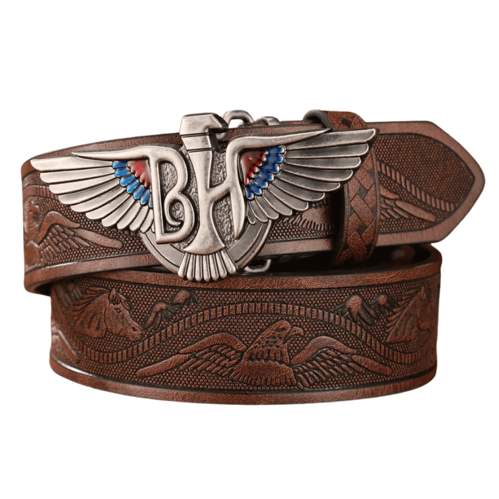 Westernbälte med örnvingespänne Brun/Silver / 120cm